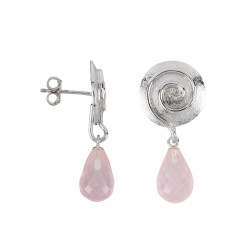 ROOSA KVARTS kõrvarõngad rippuvad tilk (hõbe 925)