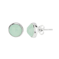 AKVAMARIIN kõrvarõngad pooltäpp tahutud (hõbe)