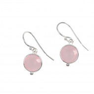 ROOSA KVARTS kõrvarõngad ümar (hõbe 925)