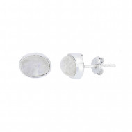 РАДУЖНЫЙ ЛУННЫЙ КАМЕНЬ серьги полуточка овальные (серебро)