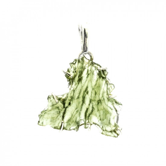 MOLDAVITE pendant rough triangle (silver 925) JEWELLERY MOLDAVITE pendant rough triangle (silver 925) JEWELLERY
