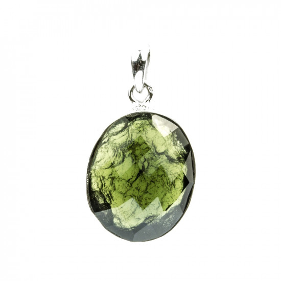 MOLDAVITE pendant oval faceted (silver 925) JEWELLERY MOLDAVITE pendant oval faceted (silver 925) JEWELLERY