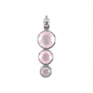 РОЗОВЫЙ КВАРЦ кулон из трех частей круглый (серебро 925)