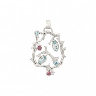 SININE TOPAAS ja ROOSA TURMALIIN ripats (hõbe)