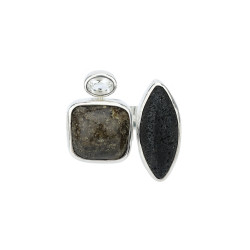 BRONSIIT, LAAVA ja HÕBE TOPAAS sõrmus (hõbe 925)