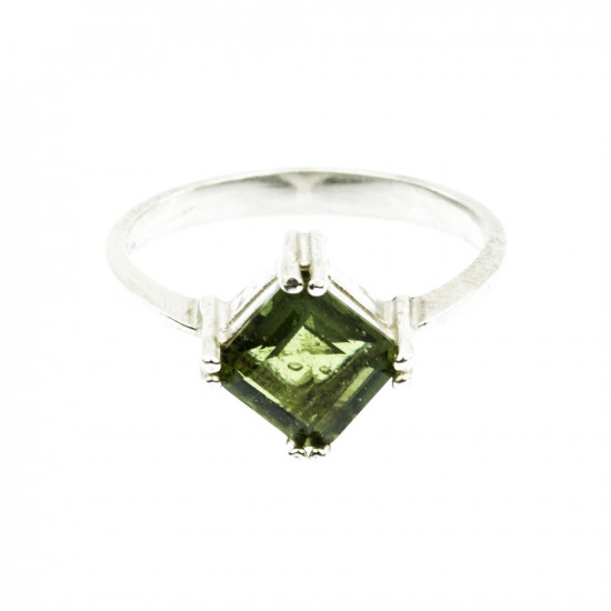 MOLDAVITE ring square (silver 925) JEWELLERY MOLDAVITE ring square (silver 925) JEWELLERY