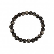 СЕРЕБРЯНЫЙ ОБСИДИАН браслет (жемчуг 8 мм) СЕРЕБРЯНЫЙ ОБСИДИАН браслет (жемчуг 8 мм)