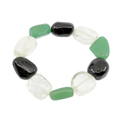 MUST TURMALIIN, VALGE KALTSIIT ja ROHELINE AVENTURIIN käekett 