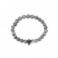 RAHU JASPIS käekett pealuuga (pärl 8 mm)