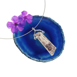 LEPIDOLIIT ja MÄEKRISTALL ripats tipuga (metall)