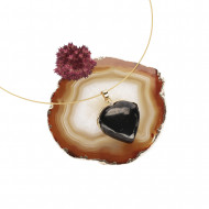 ŠUNGIIT ja VALGE TOPAAS ripats süda (ülekullatud hõbe)