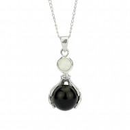 MUST AHHAAT ja VIKERKAARE KUUKIVI kaelakett (metall)