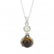 TIIGRISILM ja VIKERKAARE KUUKIVI kaelakett (metall)