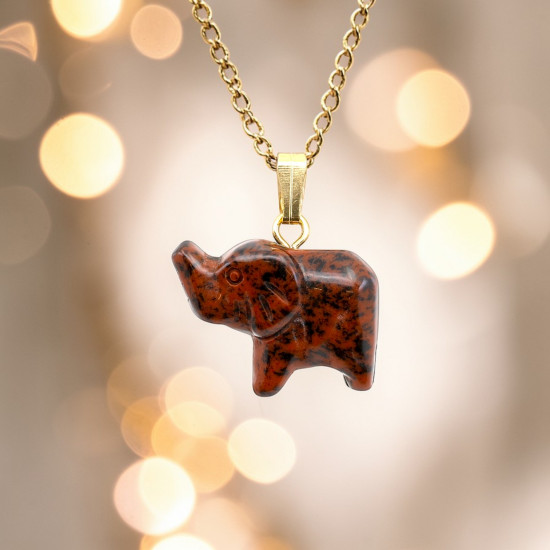 Kaitsev elevandi talisman Mahagon-Obsidiaanist kaelaehe