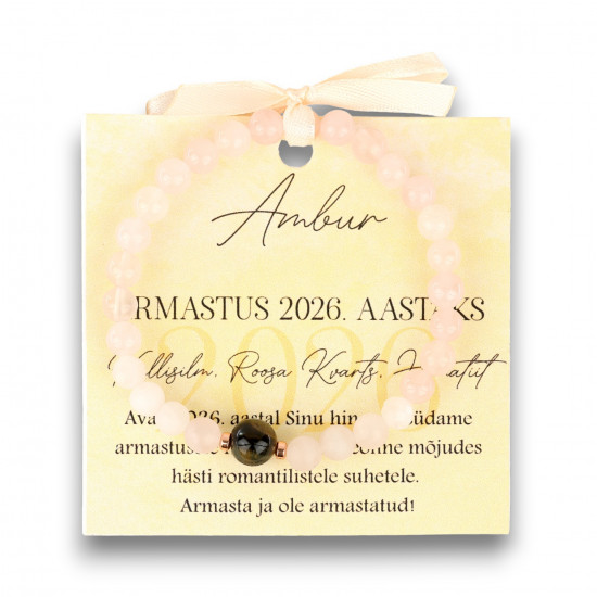 "LA TENE käekett AMBUR Armastus 2026 Kullisilm, Roosa Kvarts, Hematiit"