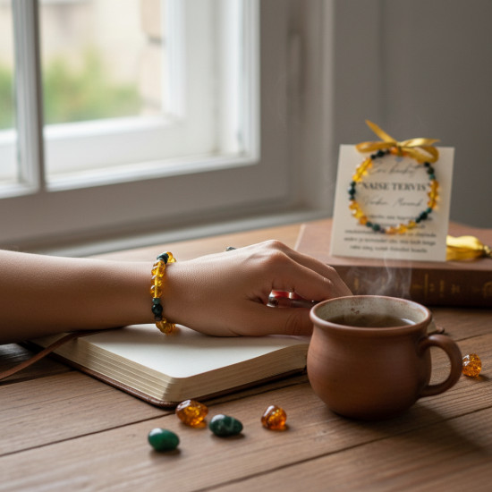 LA TENE käekett NAISE TERVIS Verekivi ja Merevaik