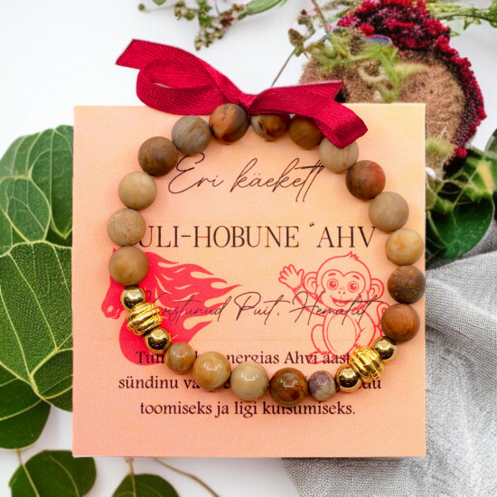 LA TENE TULI-HOBUNE „AHV“ käekett Kivistunud Puidu ja Hematiidiga