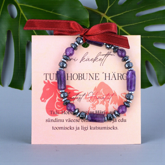 LA TENE TULI-HOBUNE „HÄRG“ käekett Ametüsti ja Hematiidiga
