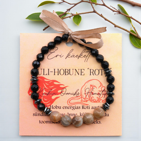 LA TENE TULI-HOBUNE „ROTT“ käekett Kuuivi, Oonüksi ja Hematiidiga