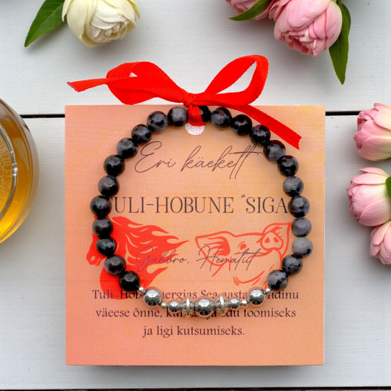 LA TENE TULI-HOBUNE „SIGA“ käekett Gabbro ja Hematiidiga