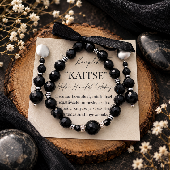 LA TENE komplekt „KAITSE“ Oonüksi ja Hematiidi ehetest