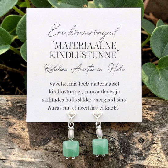 Rohelise aventuriini ja hõbedaga kõrvarõngad LA TENE erikollektsioon