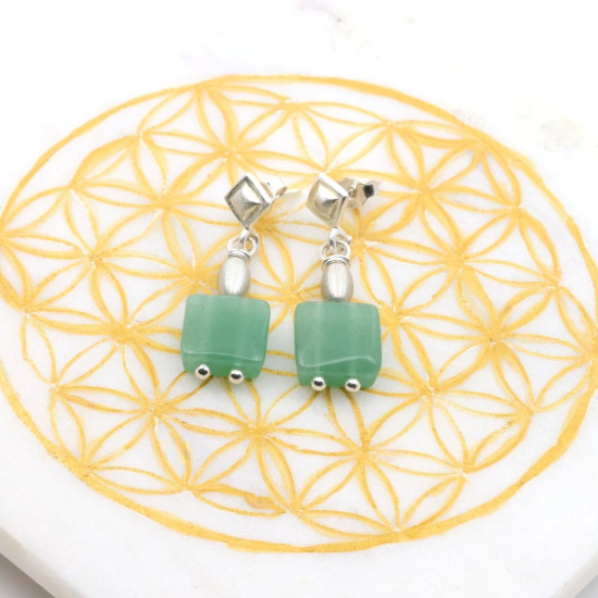 Rohelise aventuriini ja hõbedaga kõrvarõngad LA TENE erikollektsioon