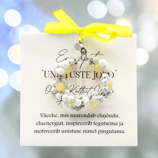 Oranž kaltsiit ja valge hauliit ripats “Unistuste Jõud”