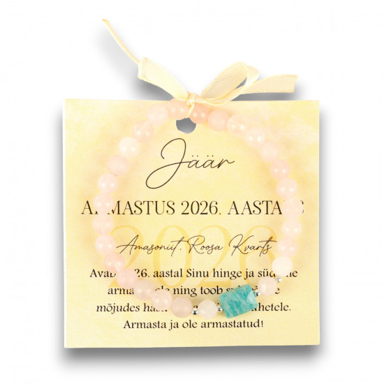 "LA TENE käekett JÄÄR Armastus 2026 Amasoniit, Roosa Kvarts"