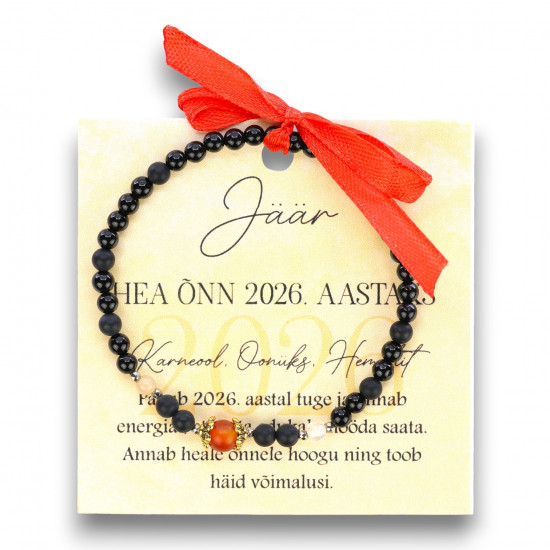 "LA TENE käekett JÄÄR Hea Õnn 2026 Karneool, Oonüks, Hematiit"