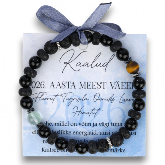 Käekett Kaaludele 2026 aasta – Fluoriit, Tiigrisilm, Oonüks, Laava, Hematiit