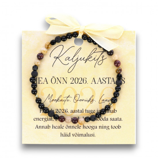 "LA TENE käekett KALJUKITS Hea õnn 2026 Mookaite, Oonüks, Laava"