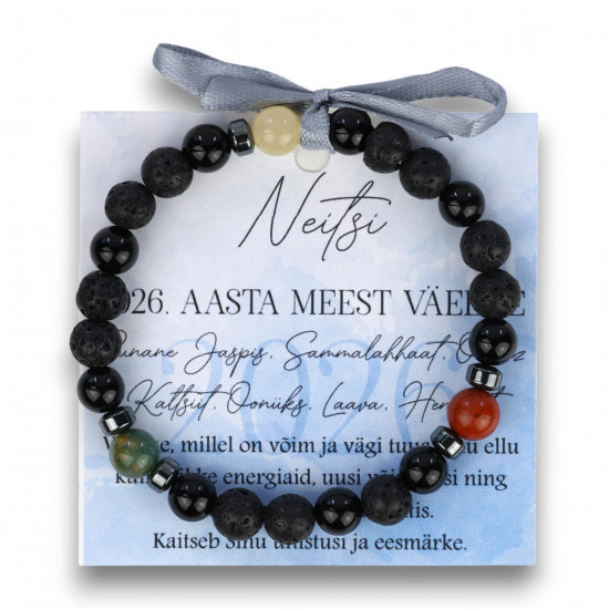 Käekett Neitsi 2026 aasta – Punane Japis, Sammalahhaat, Oranž Kaltsiit, Oonüks, Laava, Hematiit