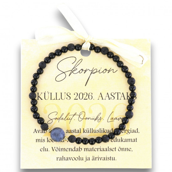 "LA TENE käekett Skorpion Küllus 2026 Sodaliit, Oonüks, Laava"