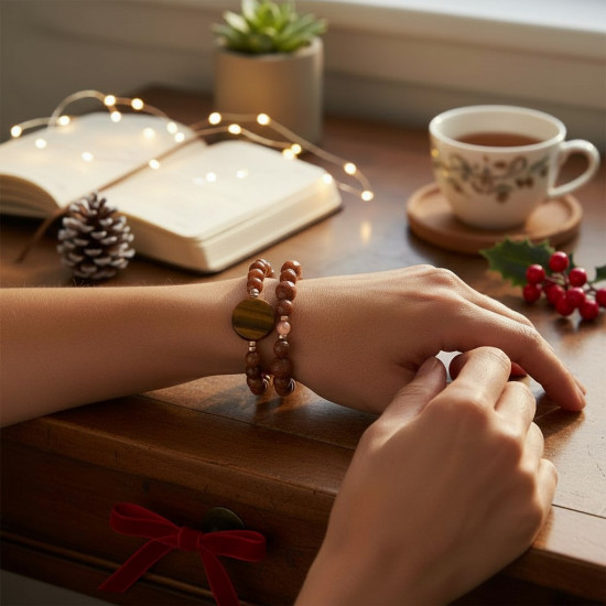 LA TENE käekett Talverõõmu Kuldne Sära – Goldriver Tiigrisilm Päikesekivi