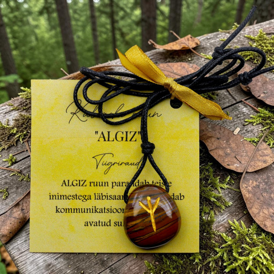 Tiigriraud kaelaehe ruun ALGIZ | kaitsev kristall ehe