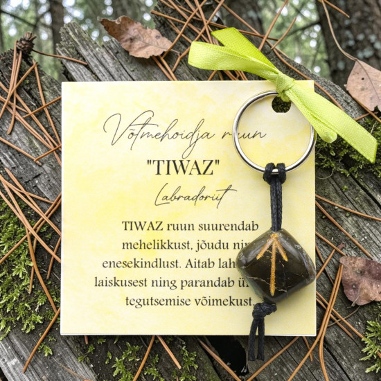 Labradoriidi võtmehoidja TIWAZ ruuniga
