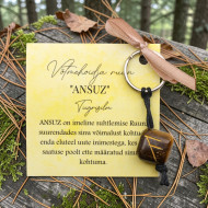 ТИГРОВЙ ГЛАЗ брелок с руной "АНСУЗ"