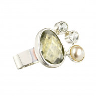 PRASIOLIIT, PÄRL, HÕBE TOPAAS sõrmus (hõbe 925) PRASIOLIIT, PÄRL, HÕBE TOPAAS sõrmus (hõbe 925)