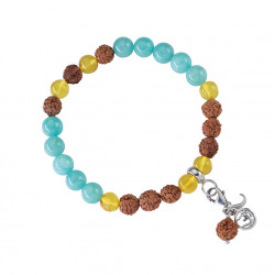 AMASONIIT, MEREVAIK, RUDRAKSHA, OM SÜMBOL käekett (hõbe 925)