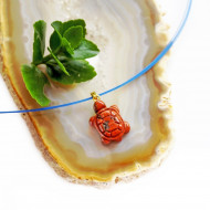 КРАСНАЯ ЯШМА кулон черепаха (металл)