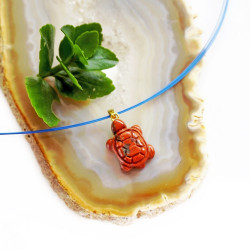 КРАСНАЯ ЯШМА кулон черепаха (металл)