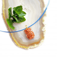 КРАСНАЯ ЯШМА кулон сова (металл)