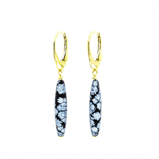 La Tene earrings "SNOWFLAKE OBSIDIAN" oblong closed clasp La Tene earrings "SNOWFLAKE OBSIDIAN" oblong closed clasp