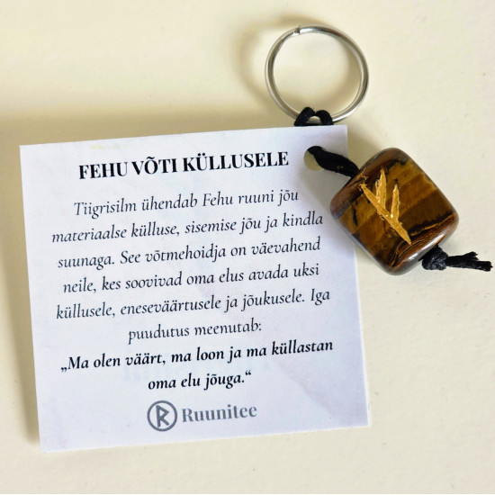 Fehu ruunivõtmehoidja - Tiigrisilm Fehu ruunivõtmehoidja - Tiigrisilm