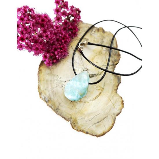 LARIMAR with a hole + band (silver 925 clasp) JEWELLERIES LARIMAR with a hole + band (silver 925 clasp) JEWELLERIES