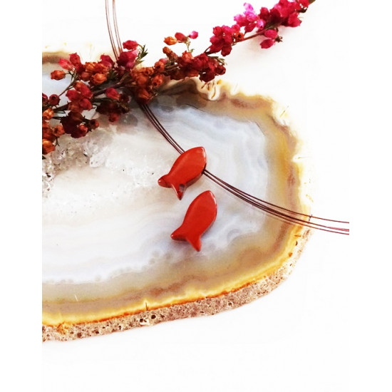 RED JASPER with a hole fish JEWELRY RED JASPER with a hole fish JEWELRY