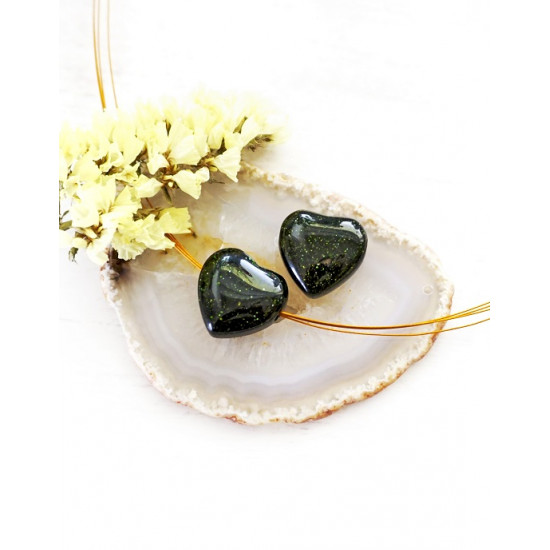 GREEN GOLDSTONE with a hole heart JEWELLERY GREEN GOLDSTONE with a hole heart JEWELLERY