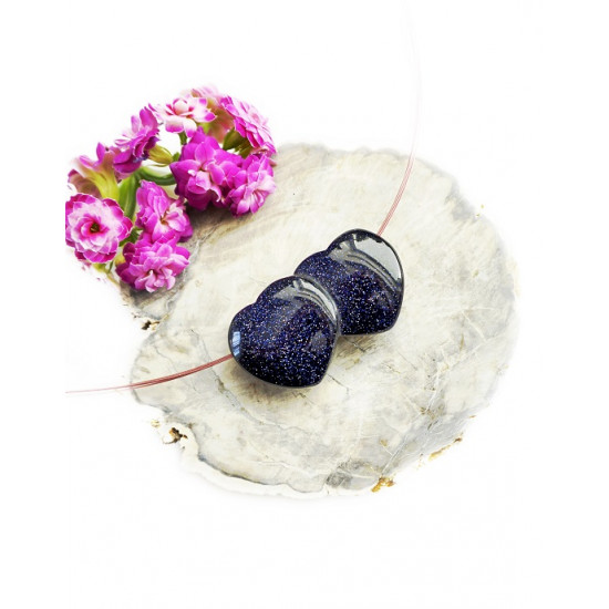 BLUE GOLDSTONE double heart with a hole BLUE GOLDSTONE double heart with a hole