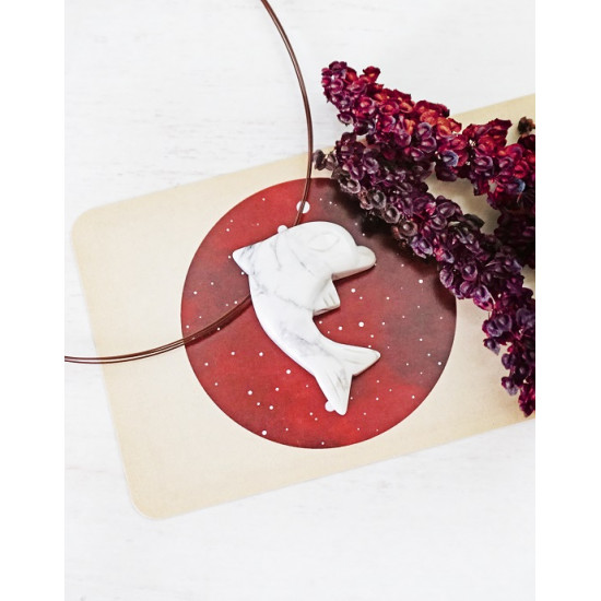 WHITE HOWLITE with a hole dolphin WHITE HOWLITE with a hole dolphin